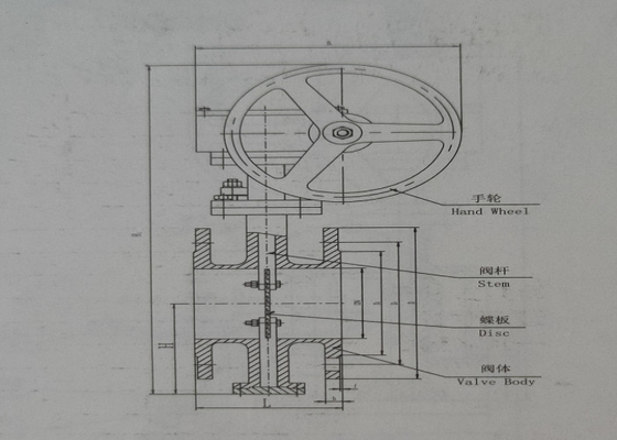 Ventilation Flange End Butterfly Valve Cast Steel 0.6 Mpa Flexible Graphite